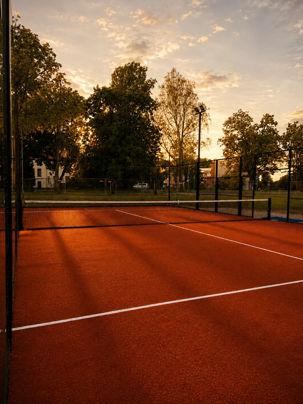 Padel court in Sigulda at sunset