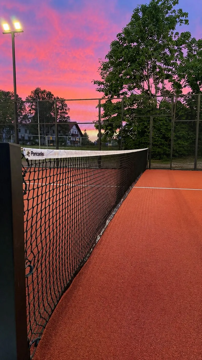 Padel court in Sigulda at sunset